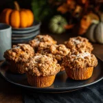 A delicious plate of Small Batch Apple Pumpkin Streusel Muffins