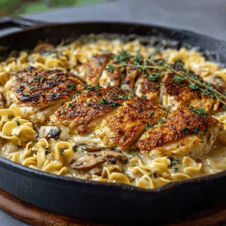 A delicious plate of One-Pan Chicken with Buttered Noodles