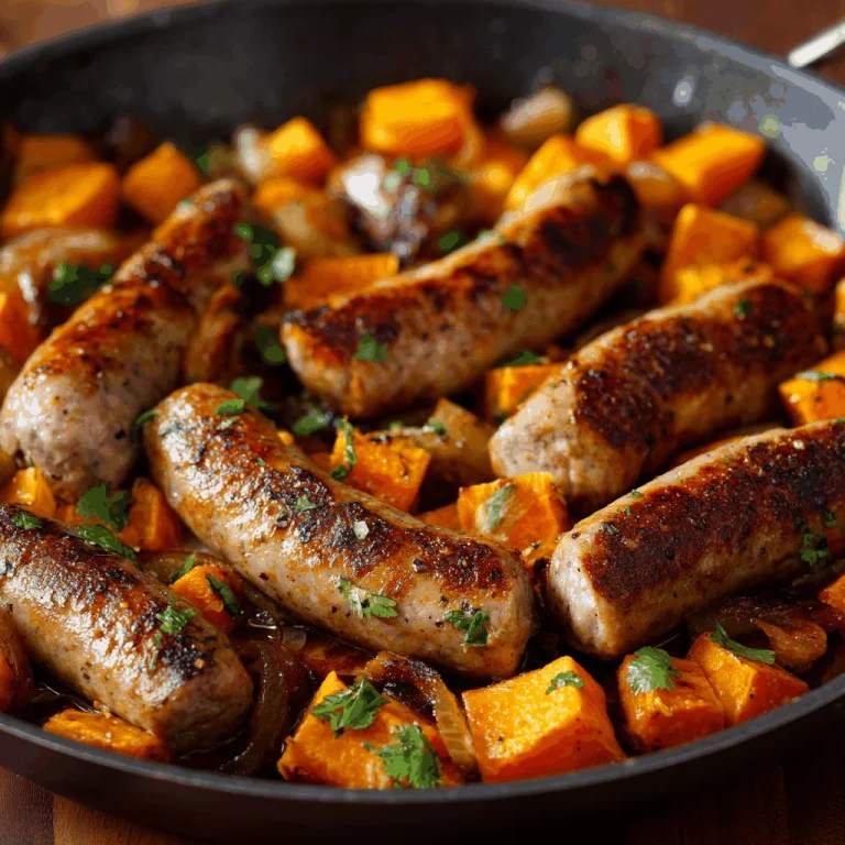 The Sweet & Savory Dish That Sparked My Culinary Adventure A delicious plate of Sausage and Sweet Potatoes with Honey Garlic Sauce - Meatydelights