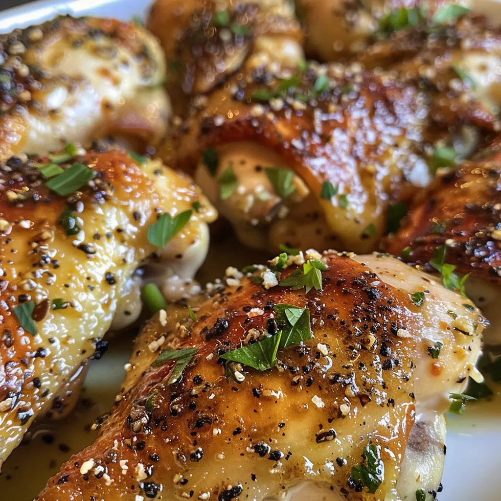 Side view image of a tender baked chicken breast, displaying a deliciously cooked surface.