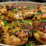 Baked Honey Mustard Chicken with a shiny glaze, viewed from the side.