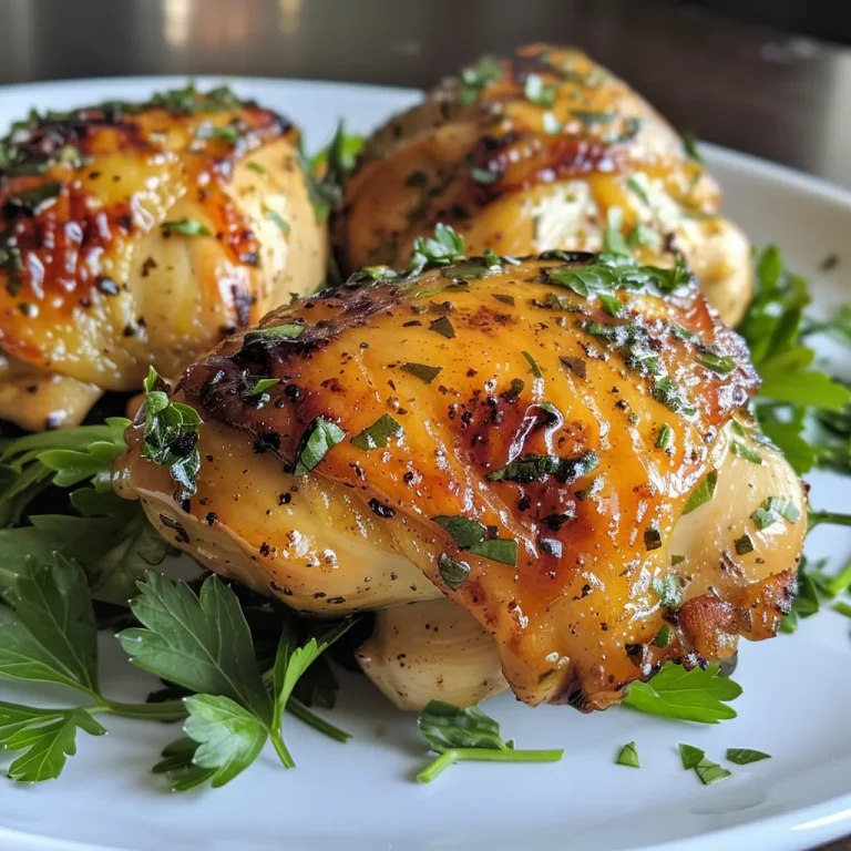 Side view of a succulent chicken meal, garnished with herbs.