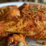 Side view of a hearty plate of comfort food, highlighting its juicy texture and rich colors.