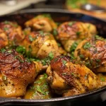 Detailed image of succulent chicken cooked to perfection, garnished with vegetables and spices.