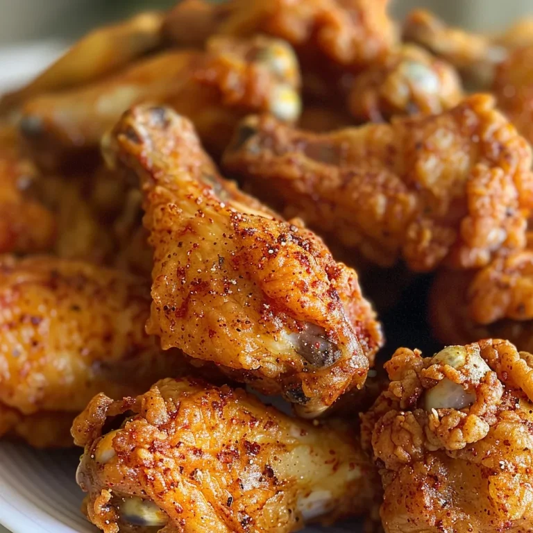 Close-up of fried chicken wings showcasing their crunchy texture.