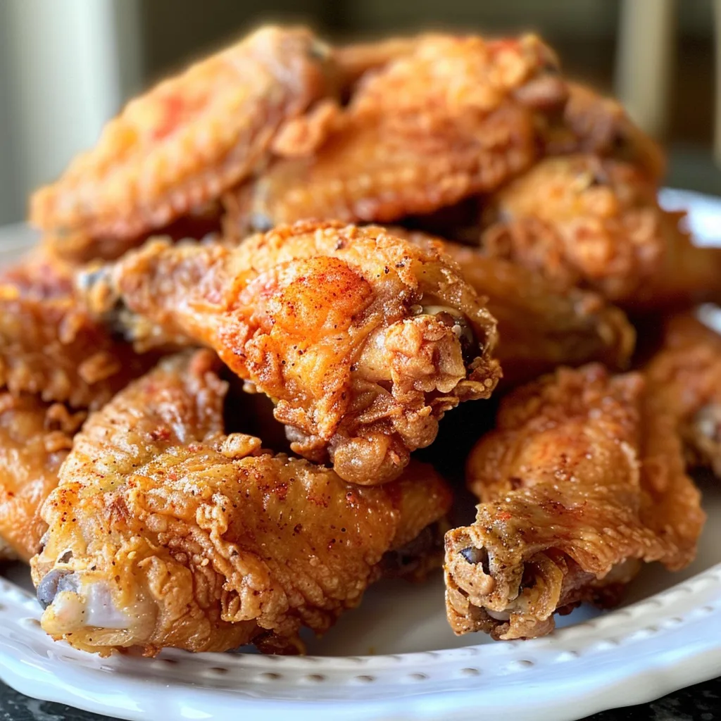 A side view of crispy chicken wings arranged artfully on a dish.