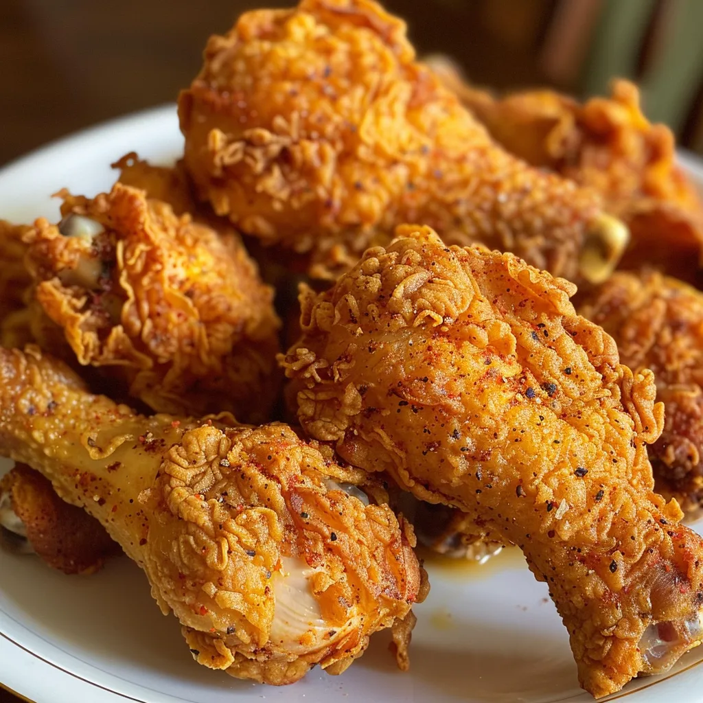 Deliciously cooked Southern fried chicken, featuring rich colors and textures.