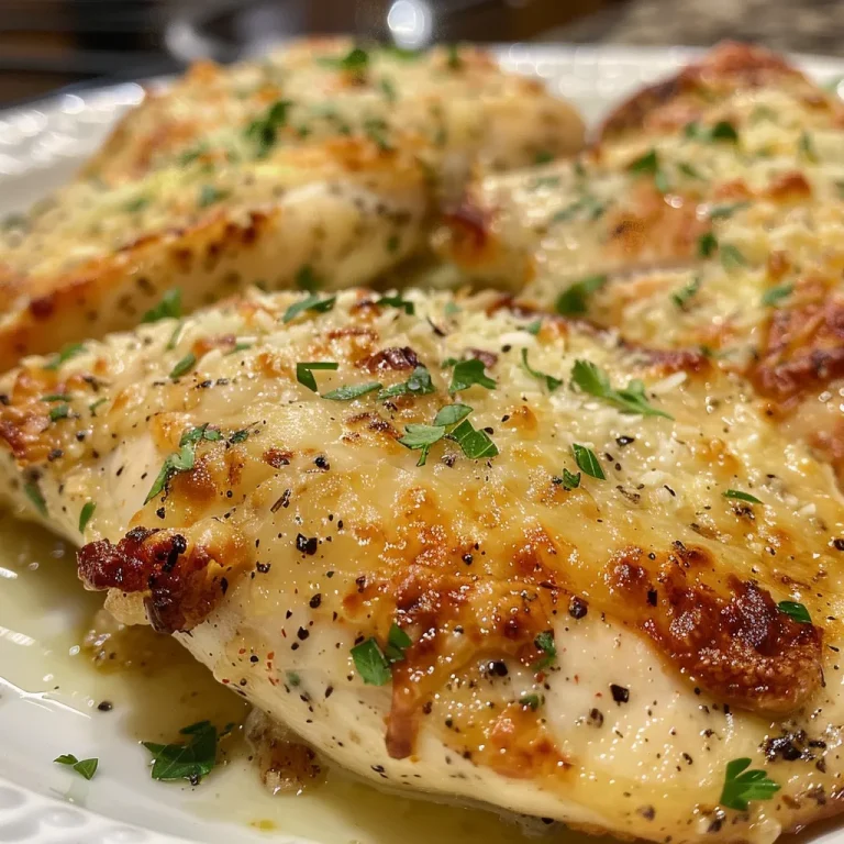 Deliciously prepared chicken breast glistening with creamy mayonnaise and Parmesan topping.