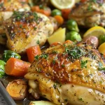 Appetizing One-Pan Lemon Garlic Chicken, garnished with parsley and lemon zest.