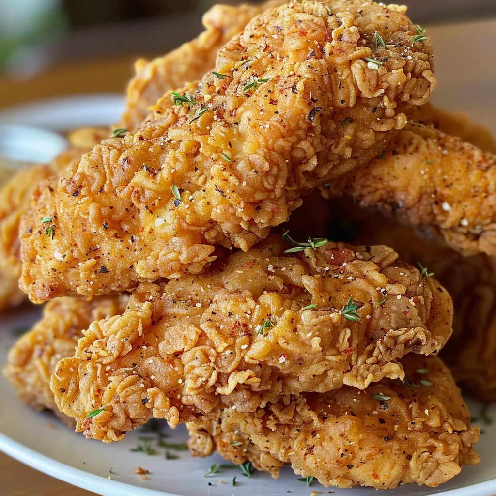 Appetizing chicken tenders with a crunchy exterior and tender inside.