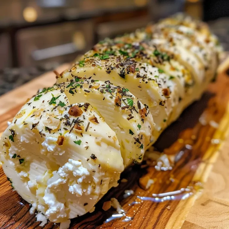 A Culinary Adventure: The Garlic Herb Cheese Log That Brings Friends Together Detailed image of a Garlic Herb Cheese Log showcasing its creamy texture and garnishes.
