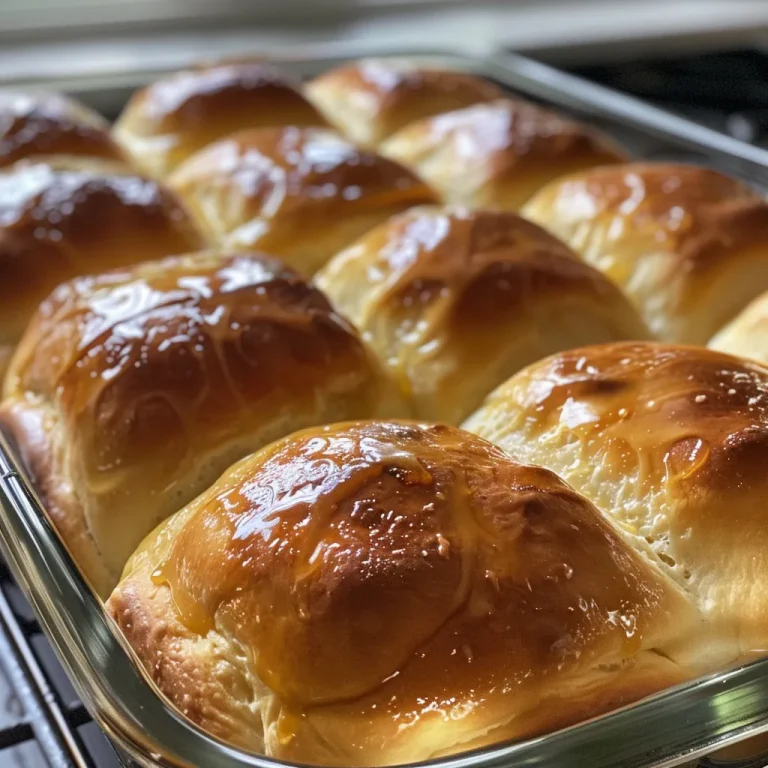 Warm, freshly baked dinner rolls with a lightly golden crust.