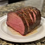 Juicy slices of roast beef highlighting the tender pink interior.