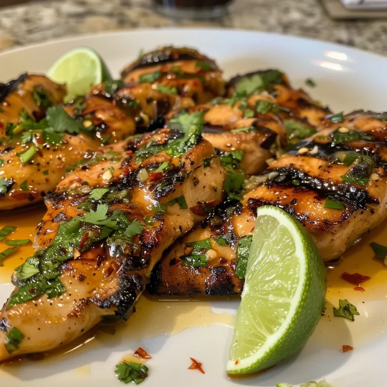 Tasting Adventure: The Grilled Chicken Recipe That Brings the Tropics to Your Grill Close-up of tender chicken with a sweet chili glaze on a plate.