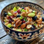 Detailed shot of Lemon Rice Salad with rice, vegetables, and lemon zest.