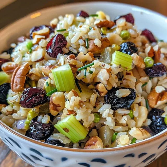 Appetizing Lemon Rice Salad displayed in a bowl, highlighting its refreshing ingredients.
