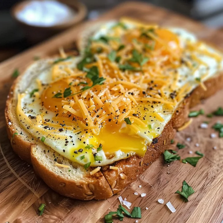 Juicy cheesy egg toast presented on a plate, showcasing its gooey filling.