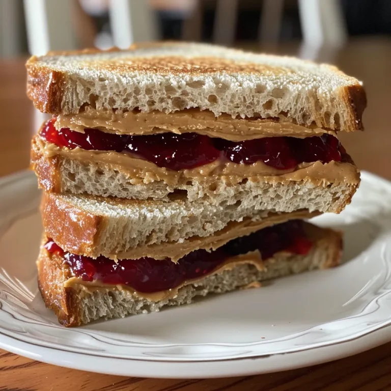 Detailed close-up of a peanut butter and jelly sandwich, emphasizing the texture of whole wheat bread and rich filling.