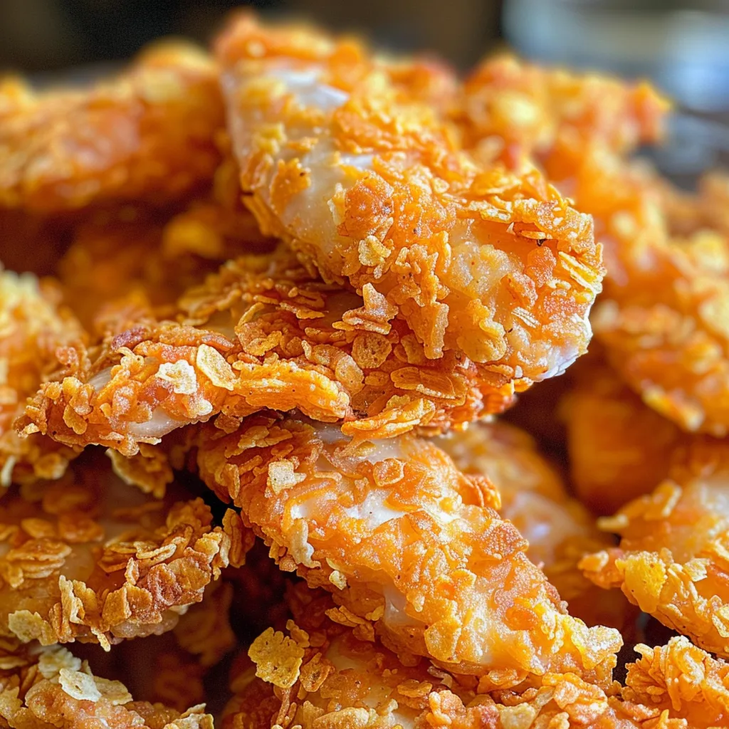 Fried Cornflake Chicken with a crunchy texture seen from the side.