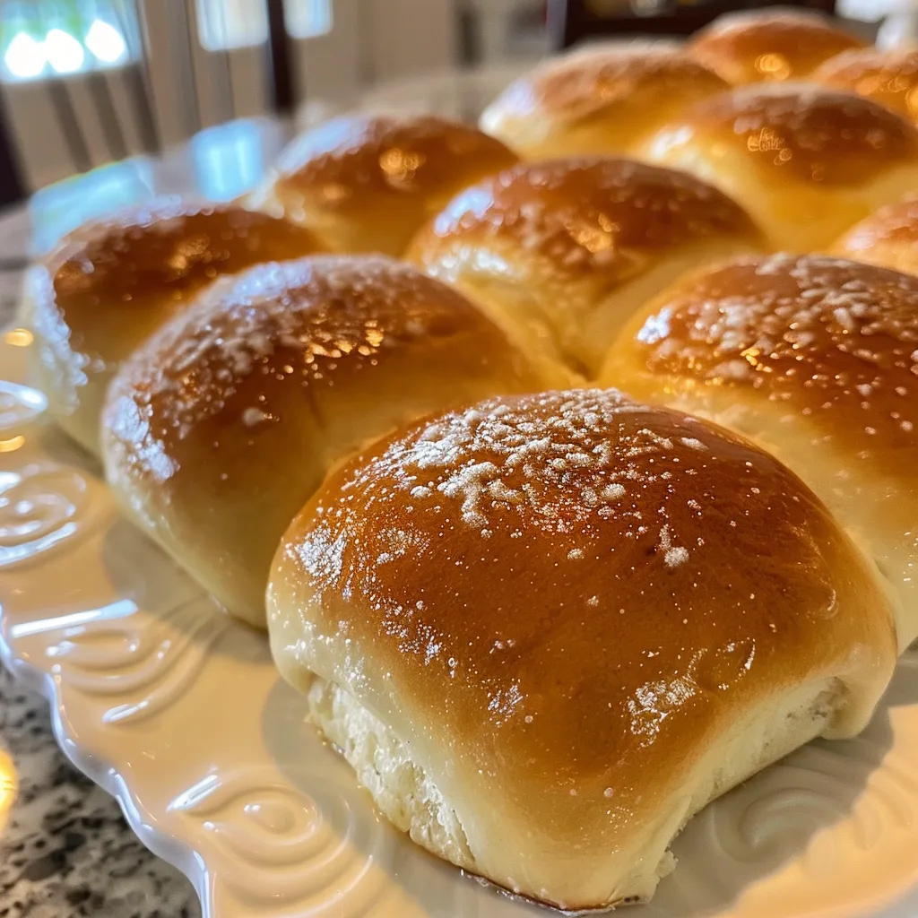 Golden dinner rolls, dairy-free and gluten-free, stacked on a serving plate.