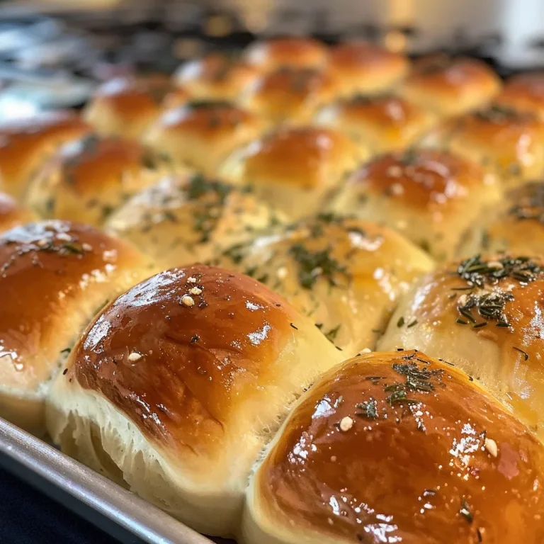 Side view of freshly baked festive dinner rolls, sprinkled with flaky sea salt and fresh herbs.