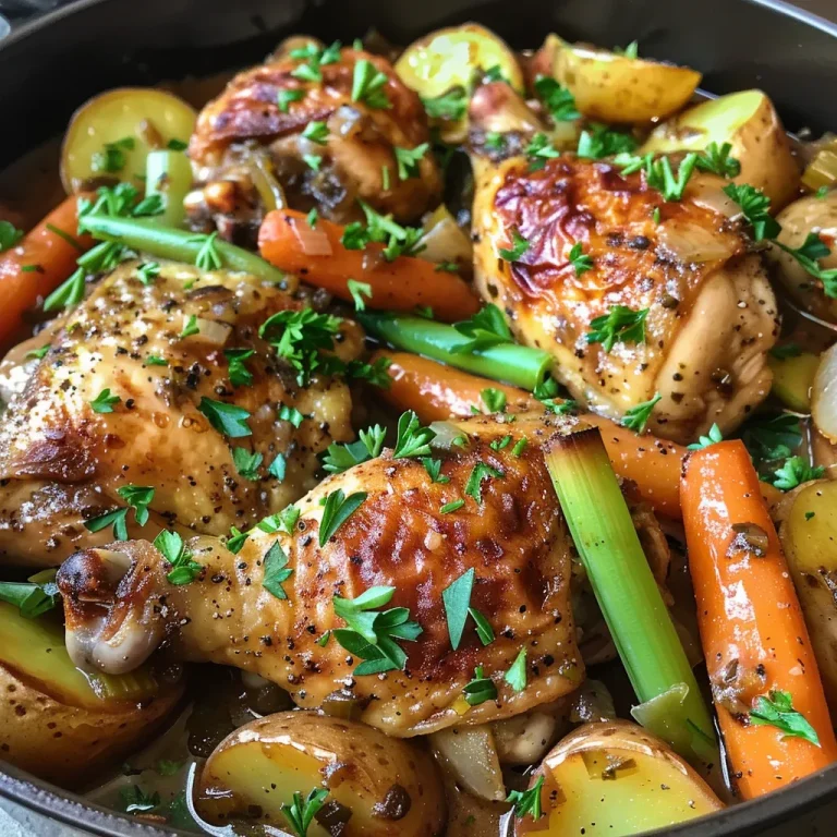 Delicious stewed chicken dish showcasing tender meat and colorful vegetables.