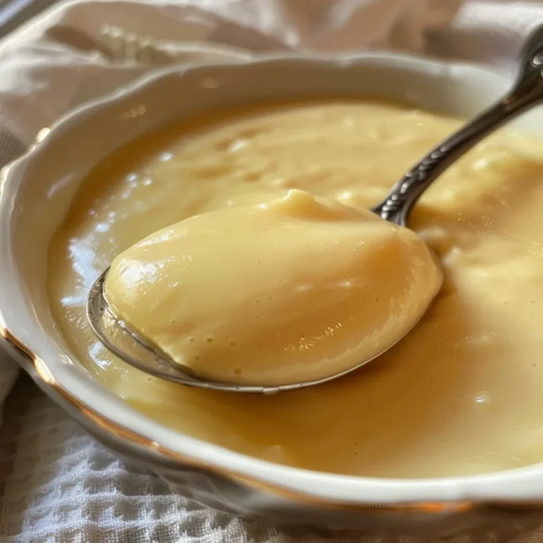 Rich, velvety vanilla pudding displayed in an elegant serving dish.