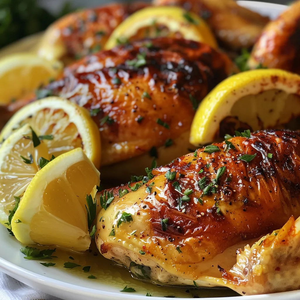 Detailed image of lemon paprika chicken thighs ready to serve, showcasing texture.