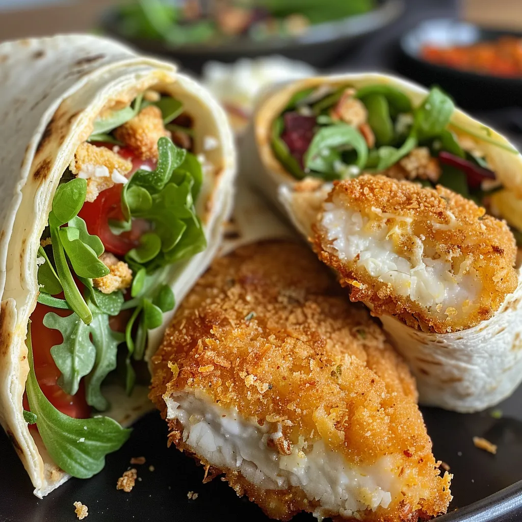 Vibrant Mini Schnitzel Wraps, highlighting the crispy texture and colorful ingredients.