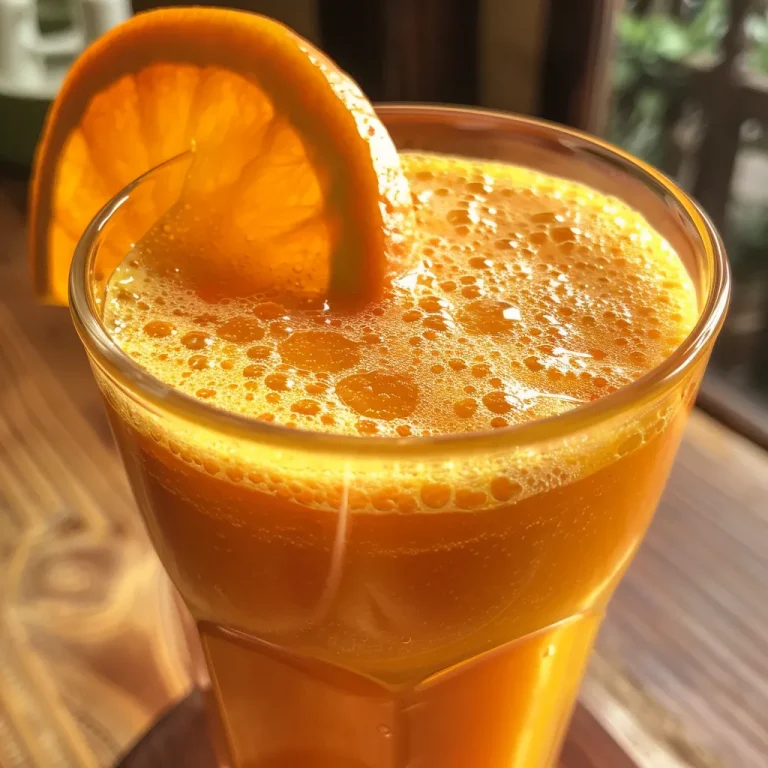 A refreshing glass of orange carrot ginger juice against a simple background, highlighting its vivid orange hue.