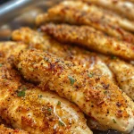 Side view of succulent unbreaded chicken tenders with a crispy exterior.