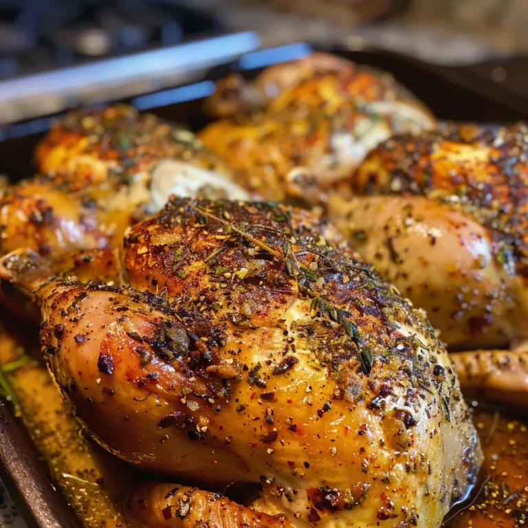 A Flavorful Adventure: Discovering the Paprika Herb Crust That Transforms Chicken Close-up of an oven roasted chicken featuring a flavorful herb crust, taken from the side.