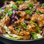Deliciously plated Keto Chinese Stir-Fry featuring shredded cabbage and chicken.