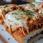 A delicious Chicken Parmesan Sloppy Joe, highlighting the layers of sauce, cheese, and ground chicken.