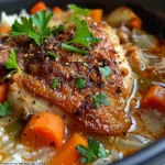 An iPhone 15 Pro captured image showing a delicious bowl of crispy chicken and rice soup with colorful garnishes.