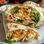 Colorful Healthy Chicken Crunch Wrap featuring a variety of textures, highlighting the crunchy corn tortilla and fresh veggies.