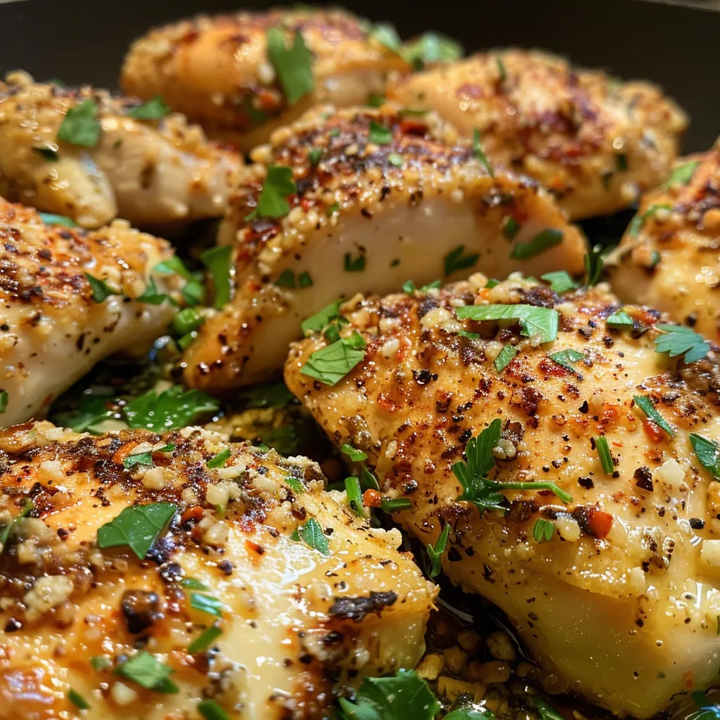 Juicy chicken breast seasoned with ranch, garlic, and herbs, displayed attractively.