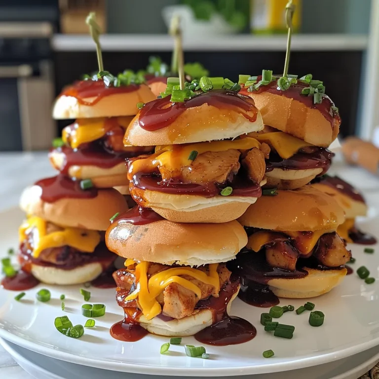 A tempting arrangement of BBQ chicken sliders topped with garlic-herb butter, garnished with parsley and chives.