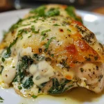 Detailed view of Creamy Spinach Stuffed Chicken showcasing its rich filling.