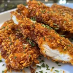 Appetizing air fryer chicken tenders with a crispy coating.