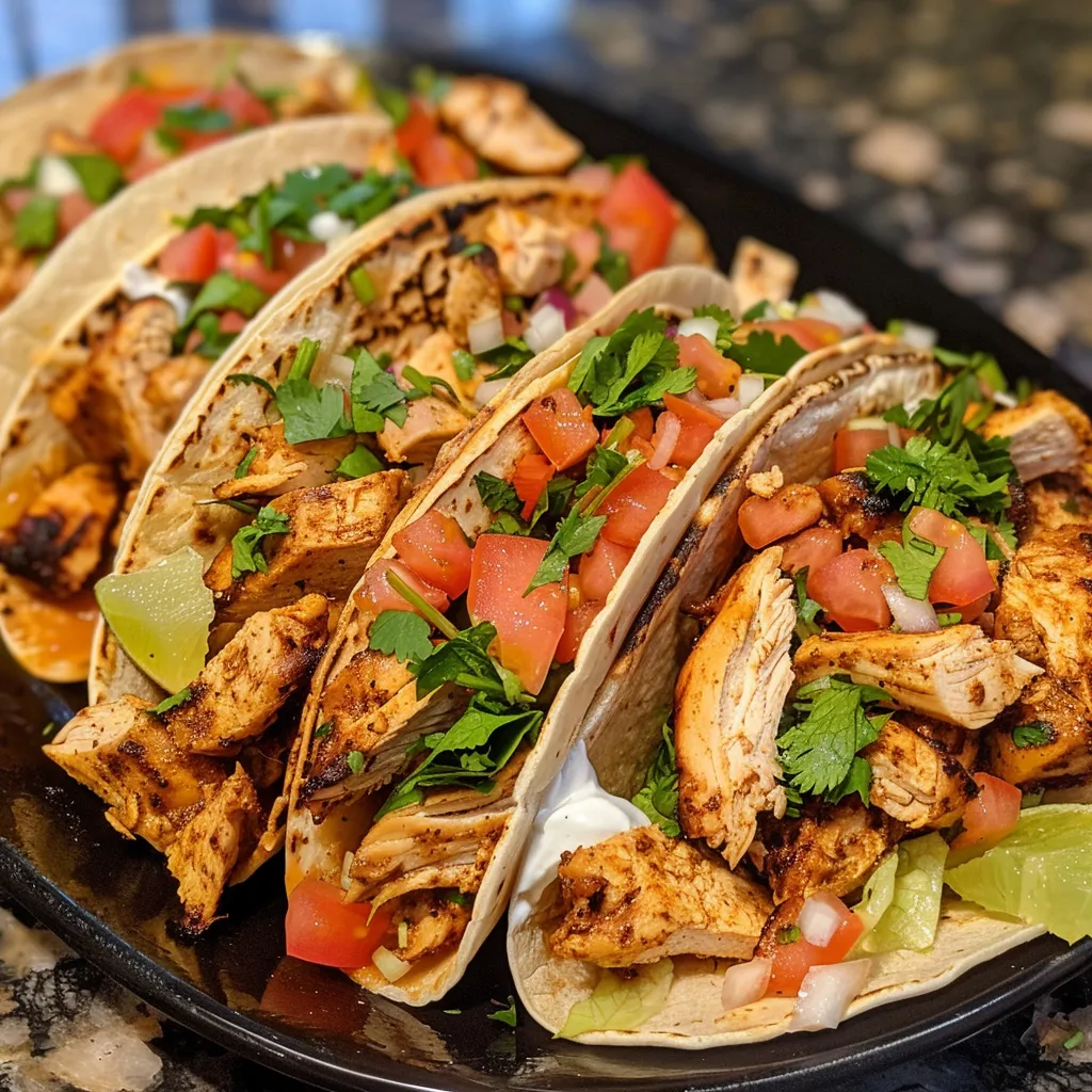 Mouthwatering crispy chipotle chicken tacos featuring lime and cilantro.