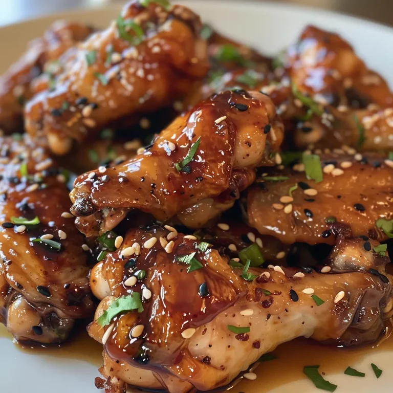 Side view of succulent chicken wings glistening with a sweet and savory glaze.