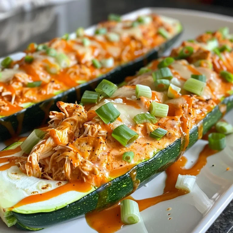Sailing Through Flavors: The Chicken Zucchini Boats That Transported Me Home Delicious keto dish featuring zucchini boats garnished with green onions.