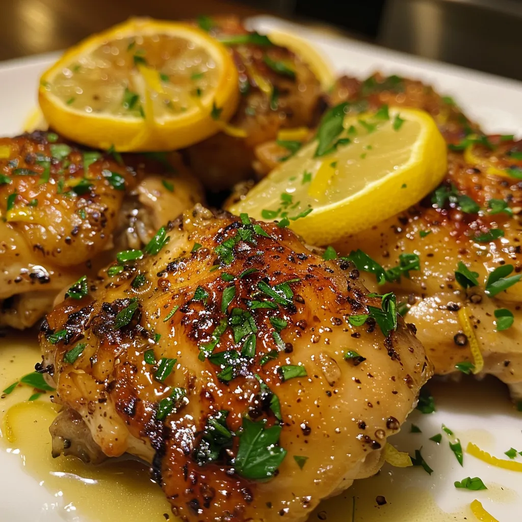 Appetizing image of Lemon Chicken featuring vibrant lemon zest and herbs.