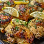 Side view of succulent Lemon Herb Chicken Breasts showcasing a glossy marinade.