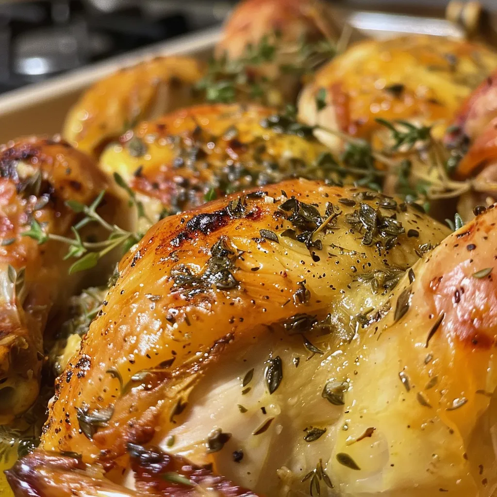 Detailed image of Lemon Herb Roasted Chicken Breast, emphasizing succulent meat and fresh herbs.