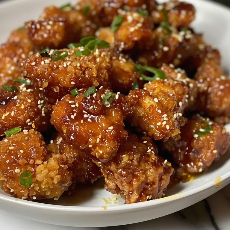 A Culinary Adventure: Discovering the Joy of Sticky Sesame Chicken Bites A side view of crispy chicken pieces glistening with a sticky sesame glaze and sprinkled with sesame seeds.