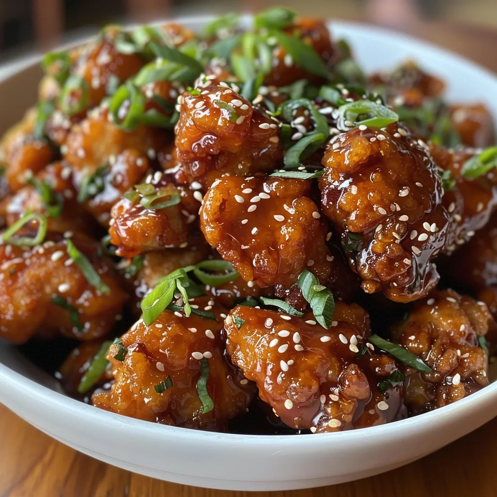 Tantalizing Sticky Sesame Chicken Bites arranged appetizingly with a rich, shiny sauce.