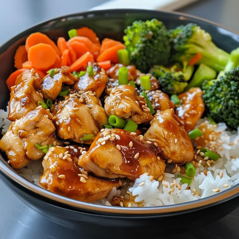 Detailed shot of a Teriyaki Chicken Bowl showcasing tender chicken thighs and bright vegetables.