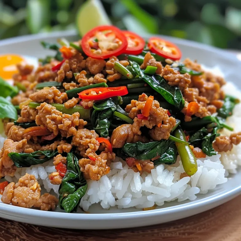 A Culinary Adventure: Quick Thai Basil Chicken in 20 Minutes Side view of a plate filled with Thai Basil Chicken, garnished with lime wedges.